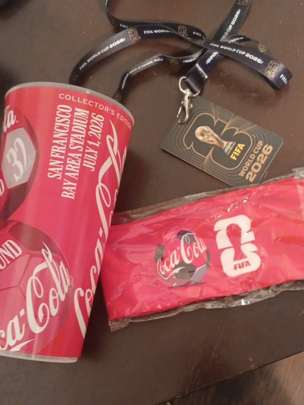 Coca-Cola FIFA Round 32 Collector's Cup, Lanyard & Unscanned Card & Handkerchief